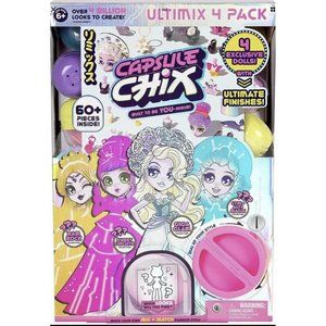 Capsule Chix Ultimix 4 Pack, 4.5 inch Dolls And Accessories 60+ Pieces *SEALED*